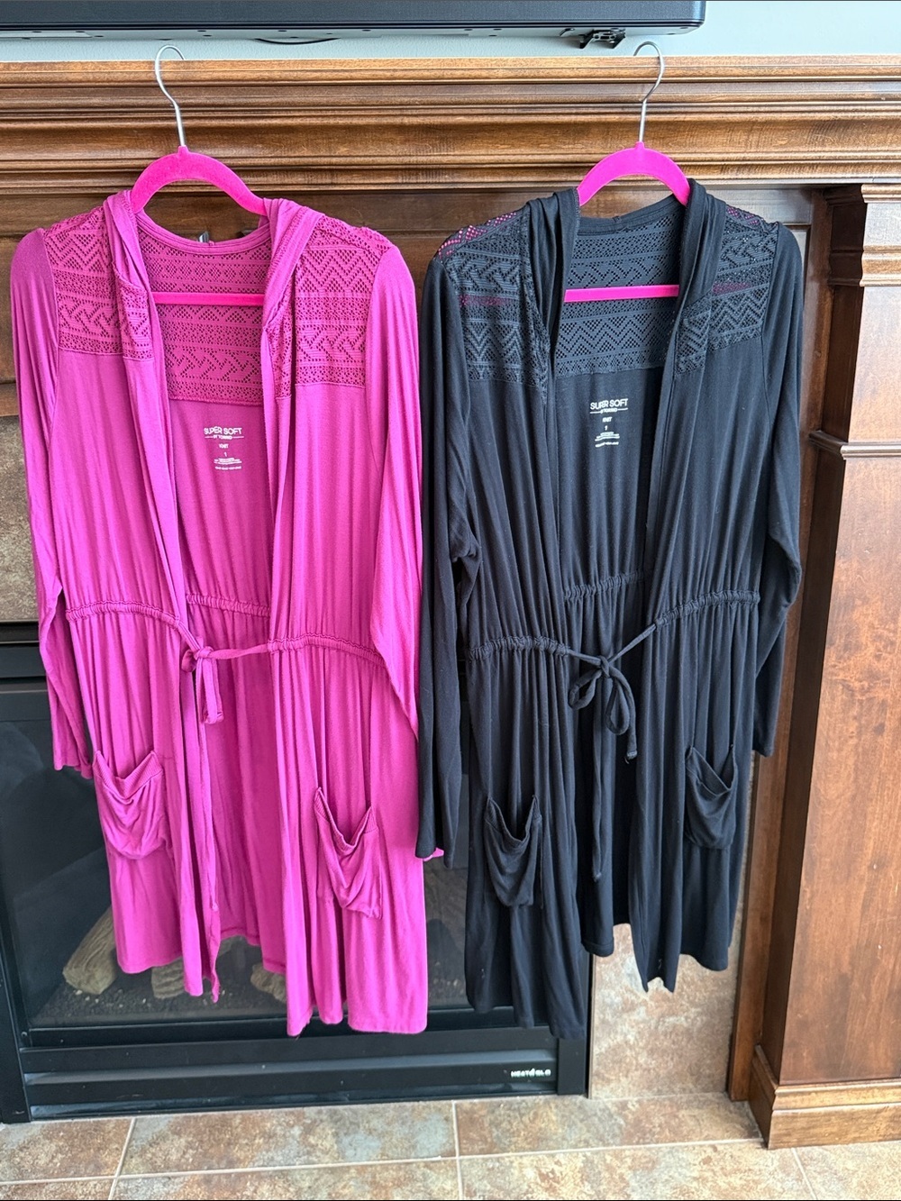 Torrid Super Soft Hooded Cardigan - set of 2- Magenta and Black 1X